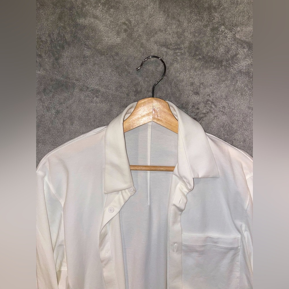 Lululemon Athletic Button Down Casual Dress Shirt, Pale White, Large